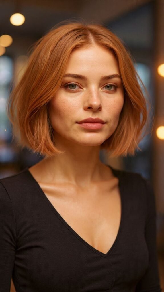 Asymmetrical Bob with Strawberry Blonde Balayage