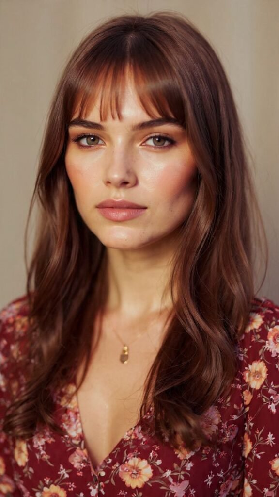 Classic Long Hair with Soft Curtain Bangs