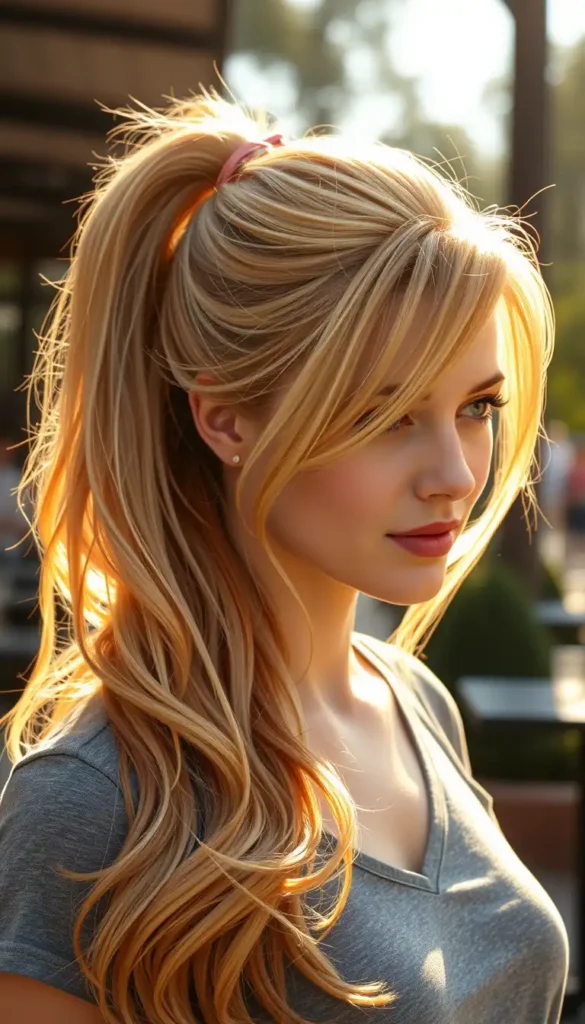Classic Strawberry Blonde Ponytail with Layers