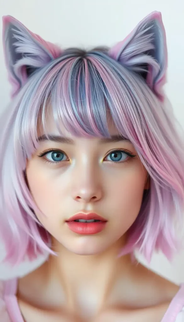 Colored Wolf Cut with Curtain Bangs (Pastel Edition)
