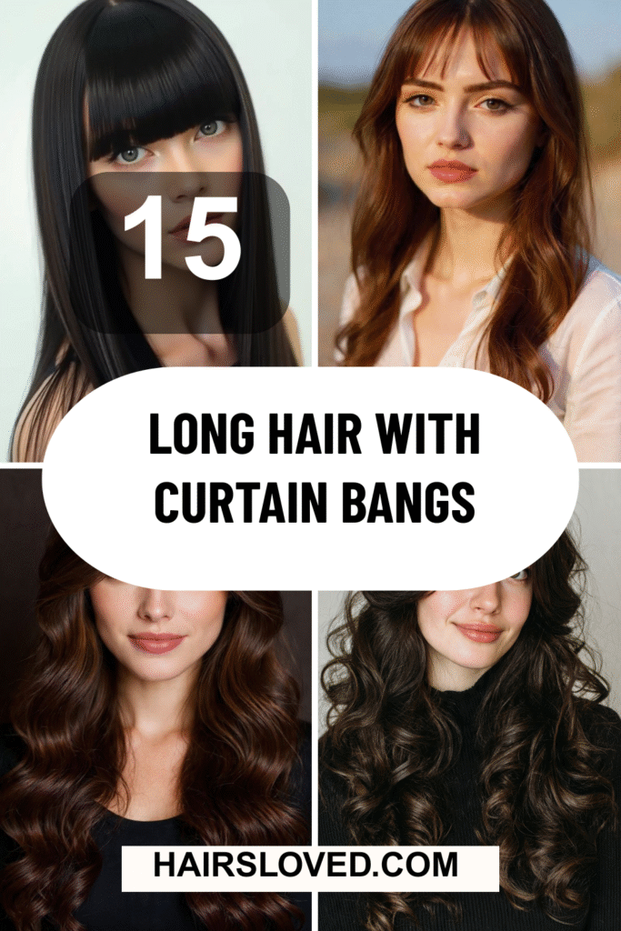 Long Hair with Curtain Bangs