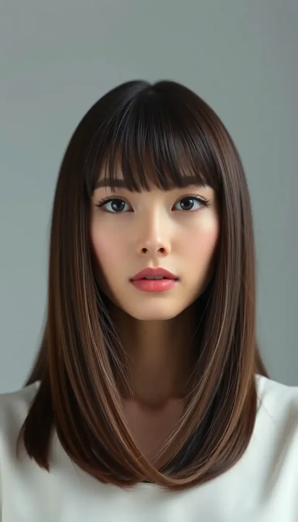 Long Hair with Curtain Bangs and Center Part