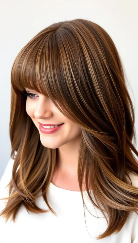 Long Layered Hair with Curtain Bangs