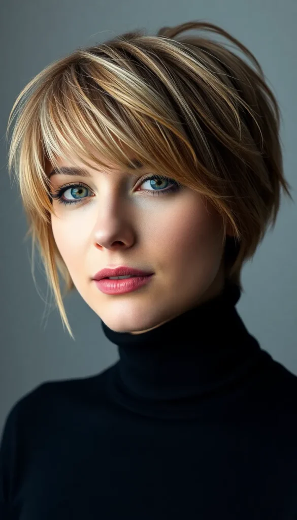 Short Wolf Cut with Curtain Bangs