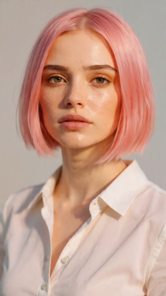 Sleek Straight Strawberry Blonde Hair with Blunt Ends