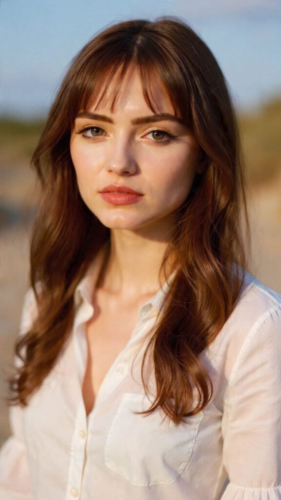 Wavy Long Hair with Curtain Bangs