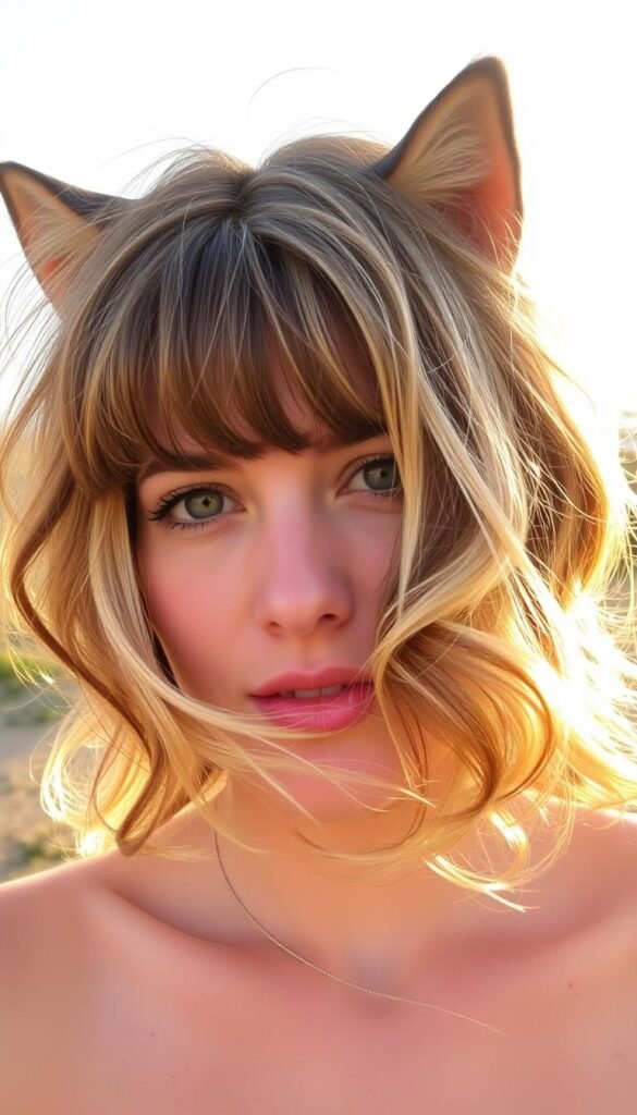 Wavy Wolf Cut with Curtain Bangs