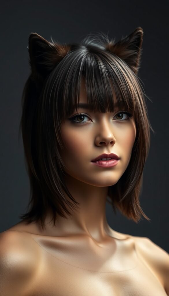 Wolf Cut with Curtain Bangs for Square Face