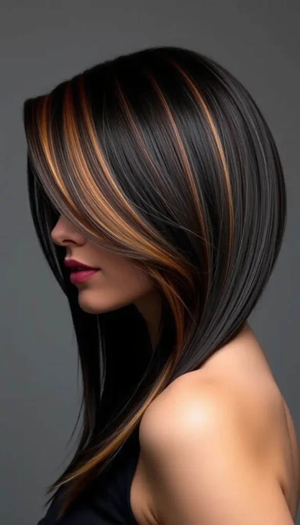 Calico Streaks on Black Hair