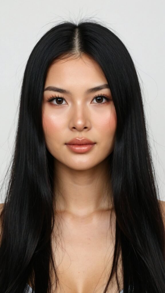 Classic Middle Part with Sleek Straight Hair