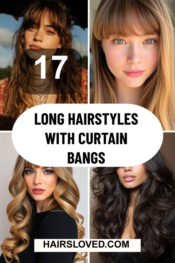 Long Hairstyles with Curtain Bangs