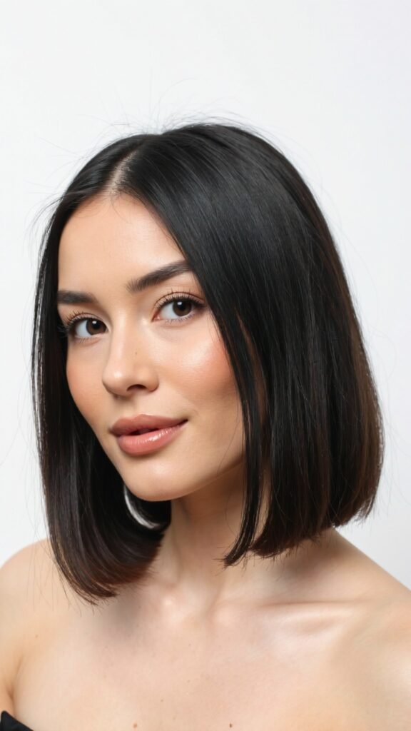 Medium Angled Bob With Long Face-Framing Pieces
