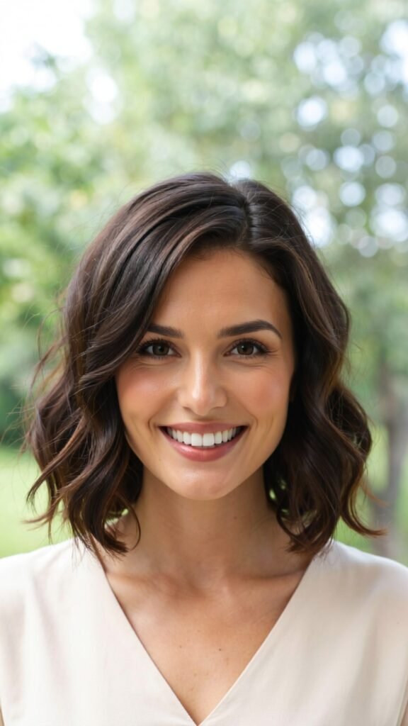 Medium Angled Bob for Curly Hair