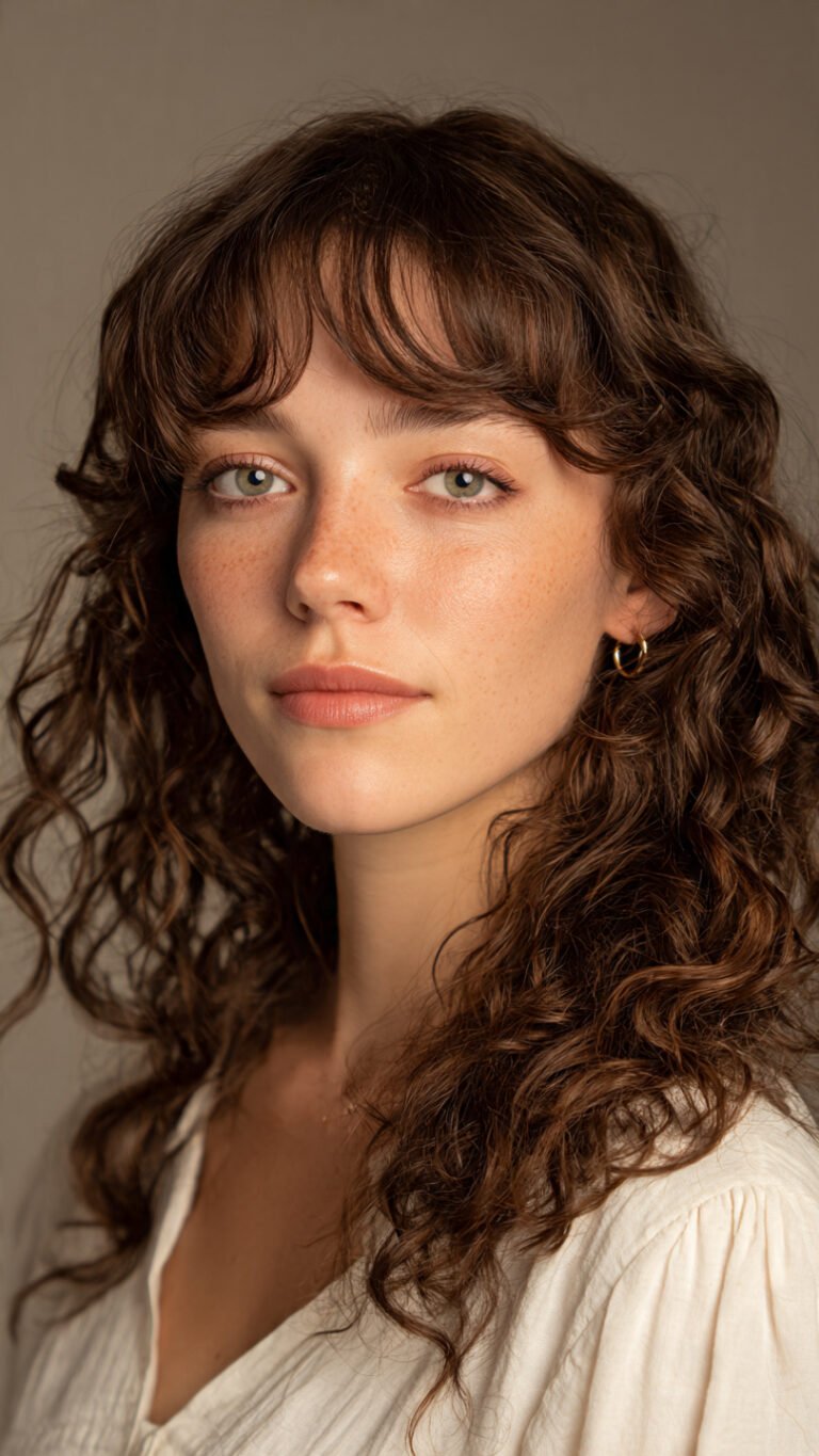 Classic Curly Curtain Bangs